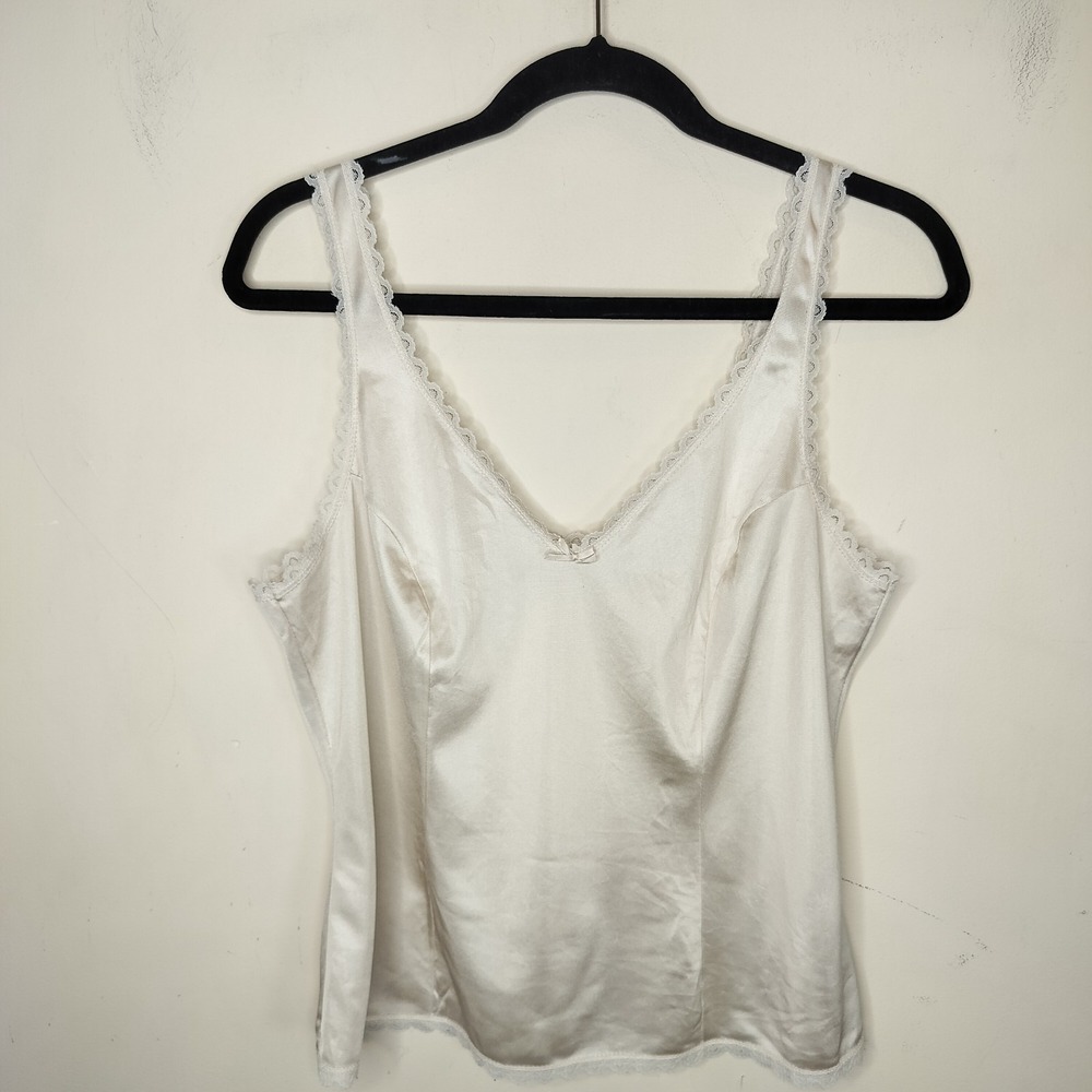 Vtg Satin Nylon Lace Camisole Tank Warner's Y2K Fairy Lingerie Slip